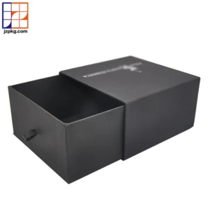 Custom logo black drawer high-heeled shoe boxes with ribbon drop front