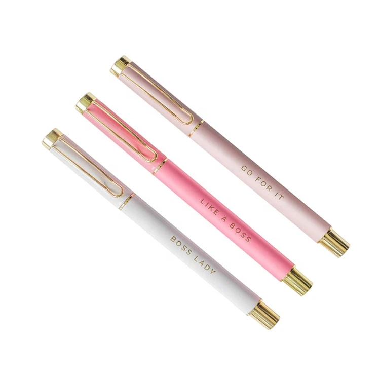 Custom Logo pen Christmas gift pens metal girls pink roller gel pen ins hot selling