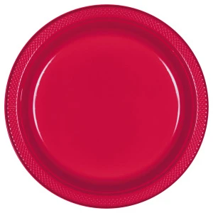 Custom Round Plastic Plates Solid-Color Disposable Recyclable Food-Safe Party Multi-Size Made in U.S.A.