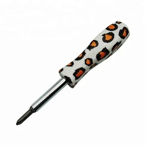 Custom special design floral printed lady 4 in 1 multi bit  two head reversible screwdriver, flat heand and phillips screwdriver