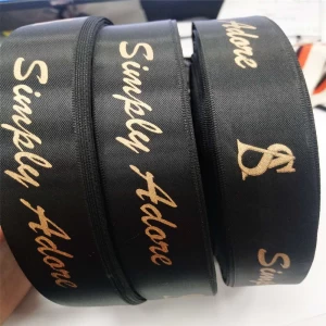 custom woven ribbon customised satin ribbon with foil print logo