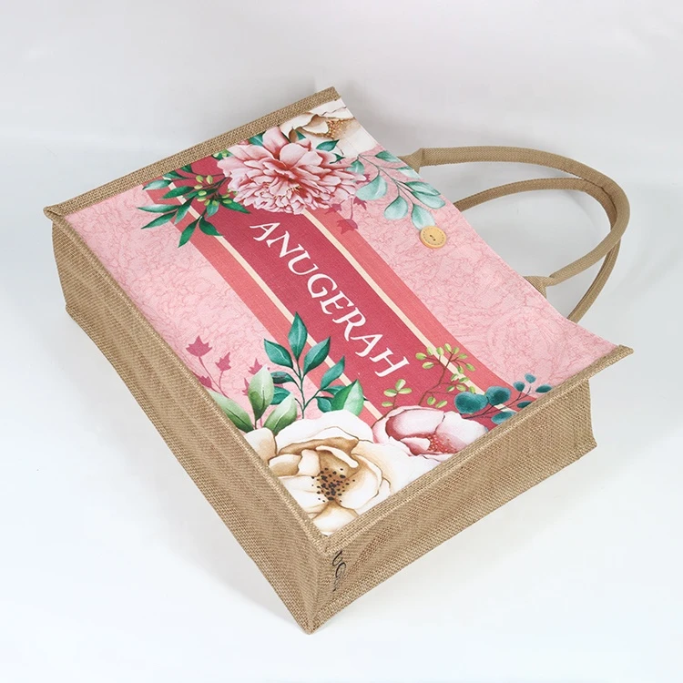 Customized Fancy Canvas Wedding Packaging Tote Burlap Jute Bags For Gifts