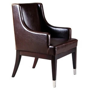Customized restaurant furniture modern high quality solid wood frame genuine leather dining chair
