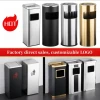 Customized Style Stainless Steel Vertical Trash Can Hotel Airport Garbage Can Public Place Metal High Trash Can With Ashtray