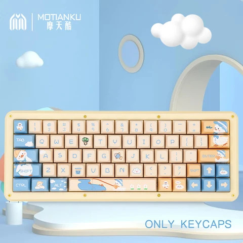 Cute Duck Cartoon Keycap 144 Keys XDA Profile KeyCaps English/Korean for 61/64/68/84/87/96/98/104 Mechanical Keyboard