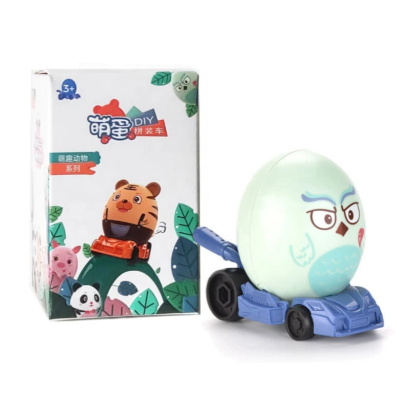 Cute Egg Assembly Scooter Toy With Surprise Blind Box DIY Children Gift Handmade Creative Cartoon Capsule Toys Egg Car For Kids