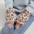 Import Cute Leopard plush print dress Glove Soft Winter Fingerless faux rabbit fur Mittens leather gloves from China