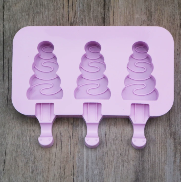 Cute Shape Silicone Cartton Ice Cream Pop Maker Reusable Ice Cream Mold With Lid Packs And Popsicle Wooden Sticks