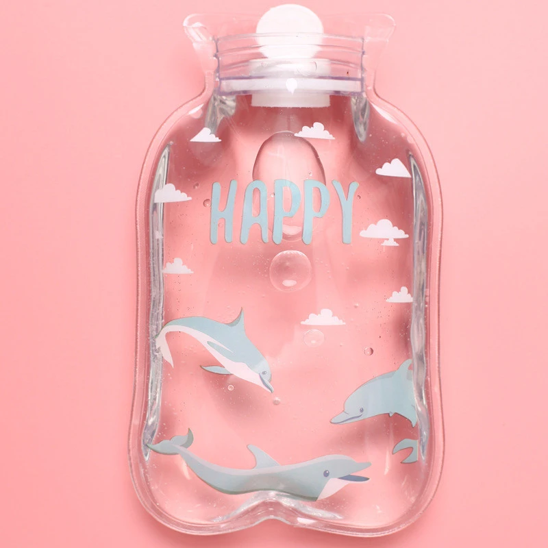 Cute transparent hot water bottles hand warmer pvc hot water bag