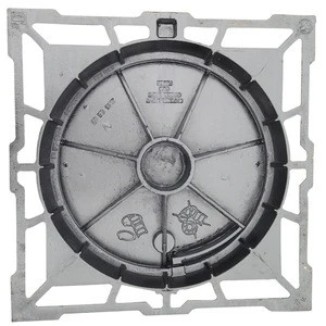 D400 waterproof manhole cover square casing round cover iron cast