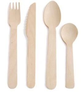 Disposable wooden disposable cutlery set dessert spoon sopa spoon fork and knife