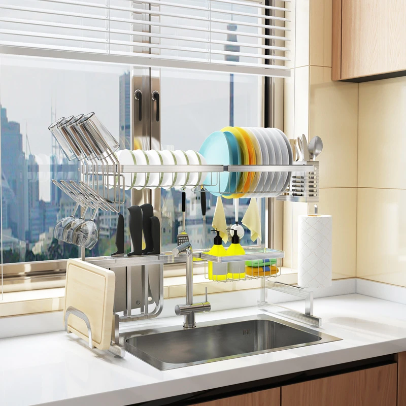 Buy Double Dish Rack Dryer Rack Kitchen Storage Supplies from Shenzhen ...