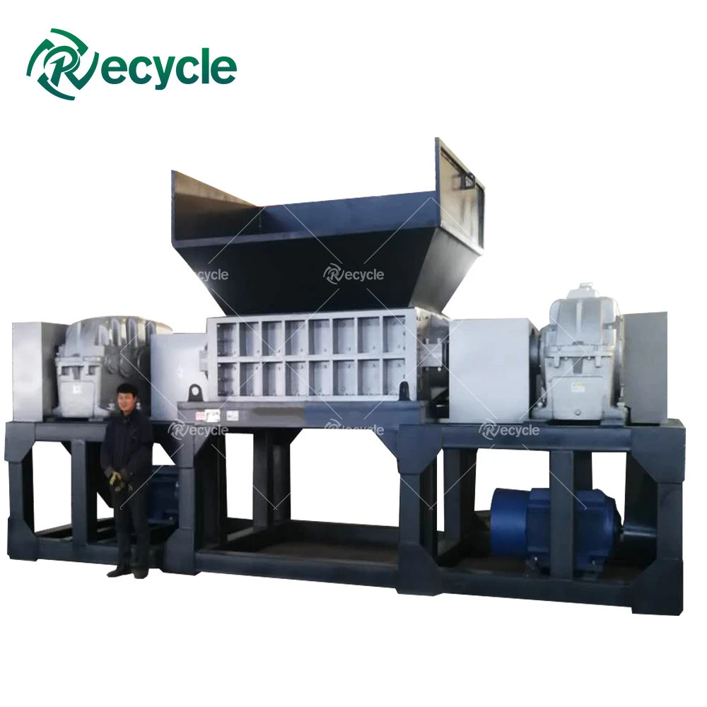 Double Shaft Plastic Shredder Scrap Metal Steel Shredder Machine For Recycling Waste Metal Iron Sheet