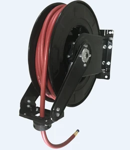 Dual Arm Retractable Air Hose Reel with 3/8-Inch by 75-Feet Rubber Air Hose, Max. 300 PSI