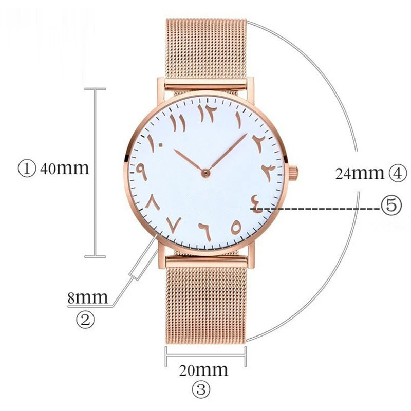 Elegant Arabic numerals Mesh Belt Custom Logo Fashion Quartz Watches