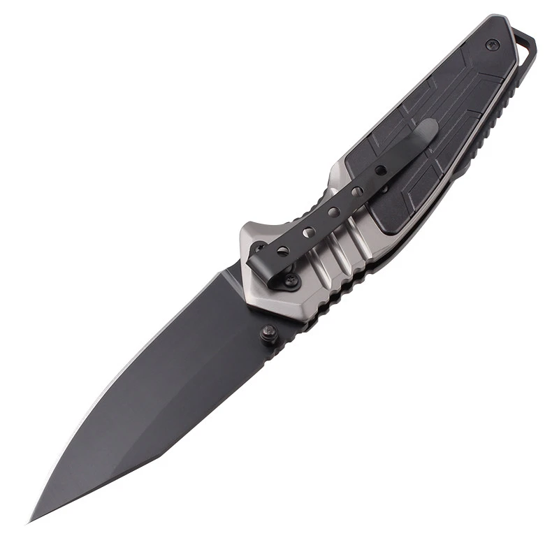 Engravable black 4" custom switch blade pocket knife