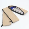 Environment-friendly portable hemp pen case custom logo jute zipper Pencil Bag with plastic lining