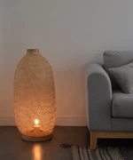 Environmentally friendly Natural rattan drum pendant Iron legs Table lamp Floor lamp Home decoration Handicrafts from Vietnam