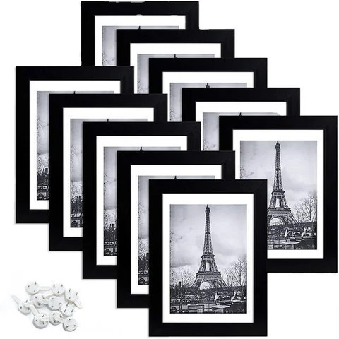 Factory Best Price A1,A2,A3,A4,A5,4x6,5x7,6x8,8x10,11x14,12x16 Black White Wood Picture Photo Frame