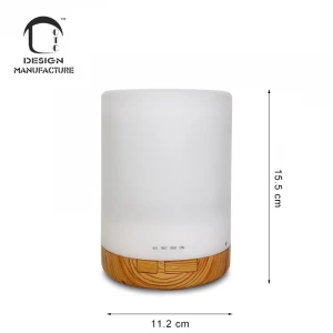 factory custom logo gift large 300ml white cover and wood grain base electric diffuser humidifier