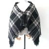 Factory custom plaid marl acrylic poncho, perfect for all women