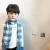 Import factory  New winter kid scarf solid color plaid rabbit fur Pompom long neck wraps warm scarf cashmere from China