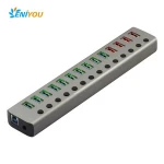 Factory price 14 Port USB HUB with Switch(10 USB3.0 Hub+ 4 quick charging port usb c hub)
