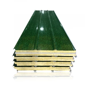 Factory Price Easy To Install 50mm  Board Buildings Insulated Rock wool Fire-Proof Sandwich Panel