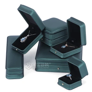 Factory Price Jewellery Box Green Multi Color Waisted PU Leather Jewelry Box Custom Logo necklace Bracelet packaging Box