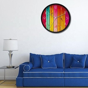 Fancy trendy wood print design decorative wall clock for living room
