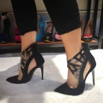 Fashion High-heeled Sandals Plus-size Custom Stiletto Women Pointed Shoes Europe and The United States Pu Outdoor Faux Suede Gel