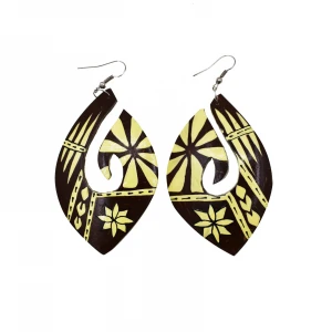 Fashion Jewelry Handmade Fish Hooked Shaped Coconut Earring Hand Painted Coconut Drop Earrings