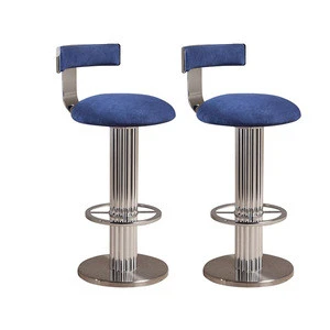 Fashion silver stainless steel leather bar high chair