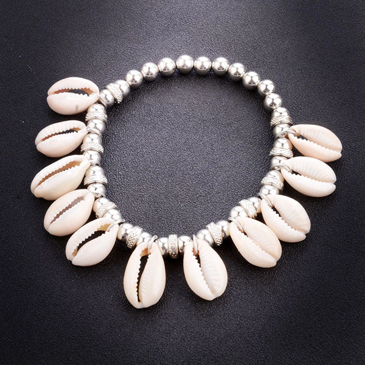 Fashion Summer Beach Vacation Handmade Elastic Anklet Jewelry Pendant Shell Anklet For Women
