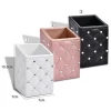 FIYAN Customized Empty Pink Black Leather Standing Cylinder Tube Case Cosmetic Bling Makeup Brush Holder Organizer Cup