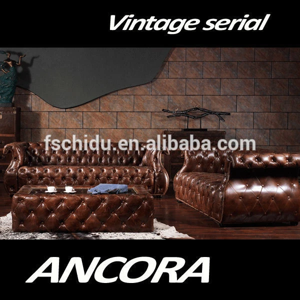 Foshan furniture antique tufted leather chesterfield sofa A111