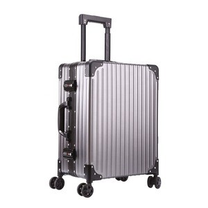 Free Sample Spinner Trolley Suitcase Travel Black All Aluminum Luggage