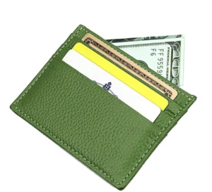 Genuine leather Super Thin Compact Wallet Credit Card Holder