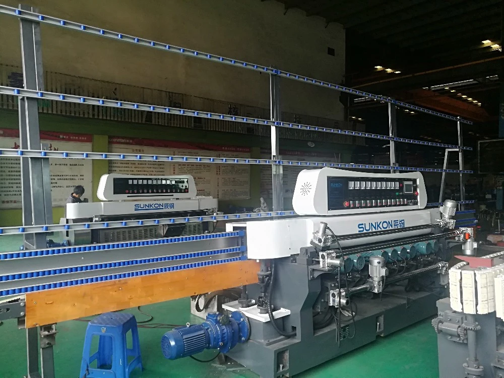 Glass processing machinery PLC 9 Motors Glass Straight Line Beveler Beveling Machinery