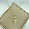 Gold Plated Stainless Steel Necklaces For Women With white Zircon Wings Pendant New In Fashion Jewelry New In