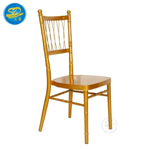 Gold wholesale banquet stacking chair stacking napoleon chair event tiffany chair