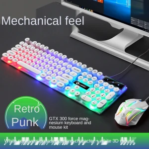 gtx300 Mechanical feeling punk illuminant keyboard mouse set wired computer notebook cross-border keyboard