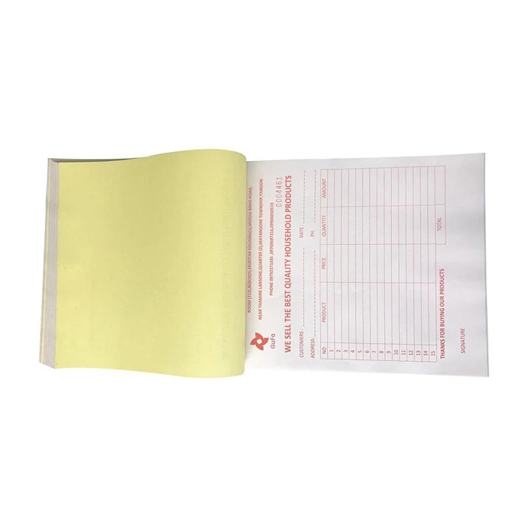 Guangzhou Manufacture Recyclable Eco-friendly custom logo  cheap a4 carbonless carbon paper receipt book printing