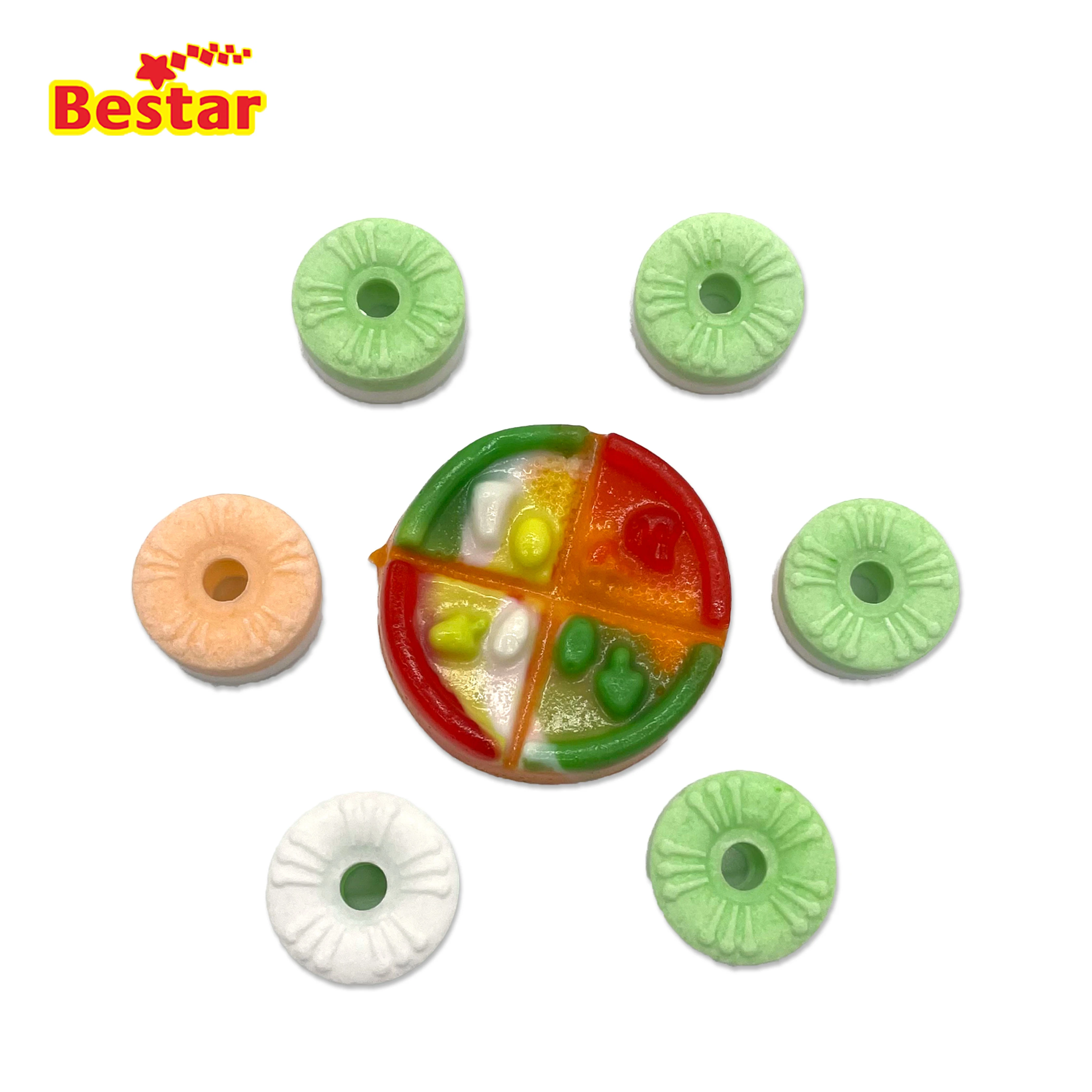 Halal Mini Pizza gummy candy with hard candy