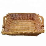 Hand Crafted Rustic Willow Wicker Basket with Wood Handles