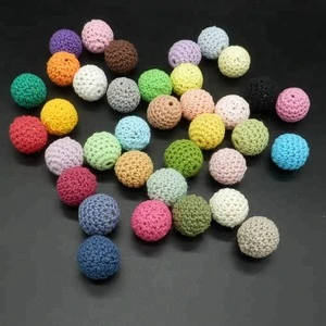 Handmade knitted Beads with Wood Base 36 colors