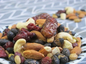 healthy daily snacks mixed nuts and Dried fruit
