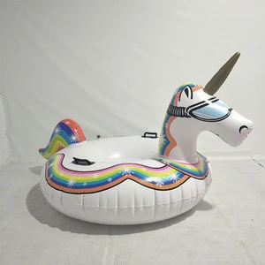 Heavy duty inflatable unicorn snow tube for adults