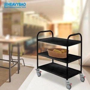 Heavybao Kitchen Storage Trolley Stainless Steel Serving Cart Catering Hotel Trolley with Locking Wheels