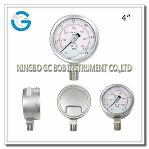 High quality 4 inch oil filled 316 ss pressure gauge